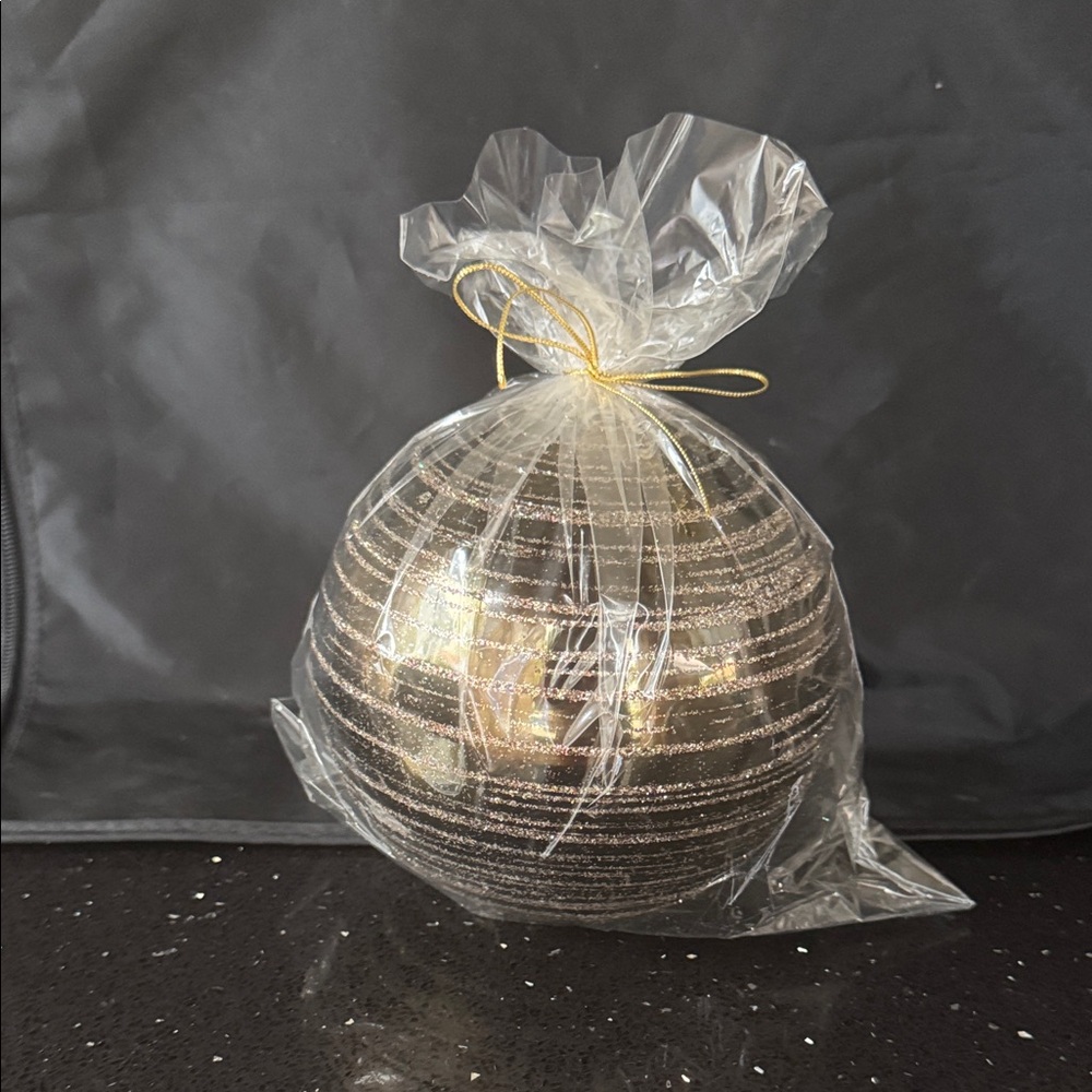 Striped Gold and Silver Candle Holder